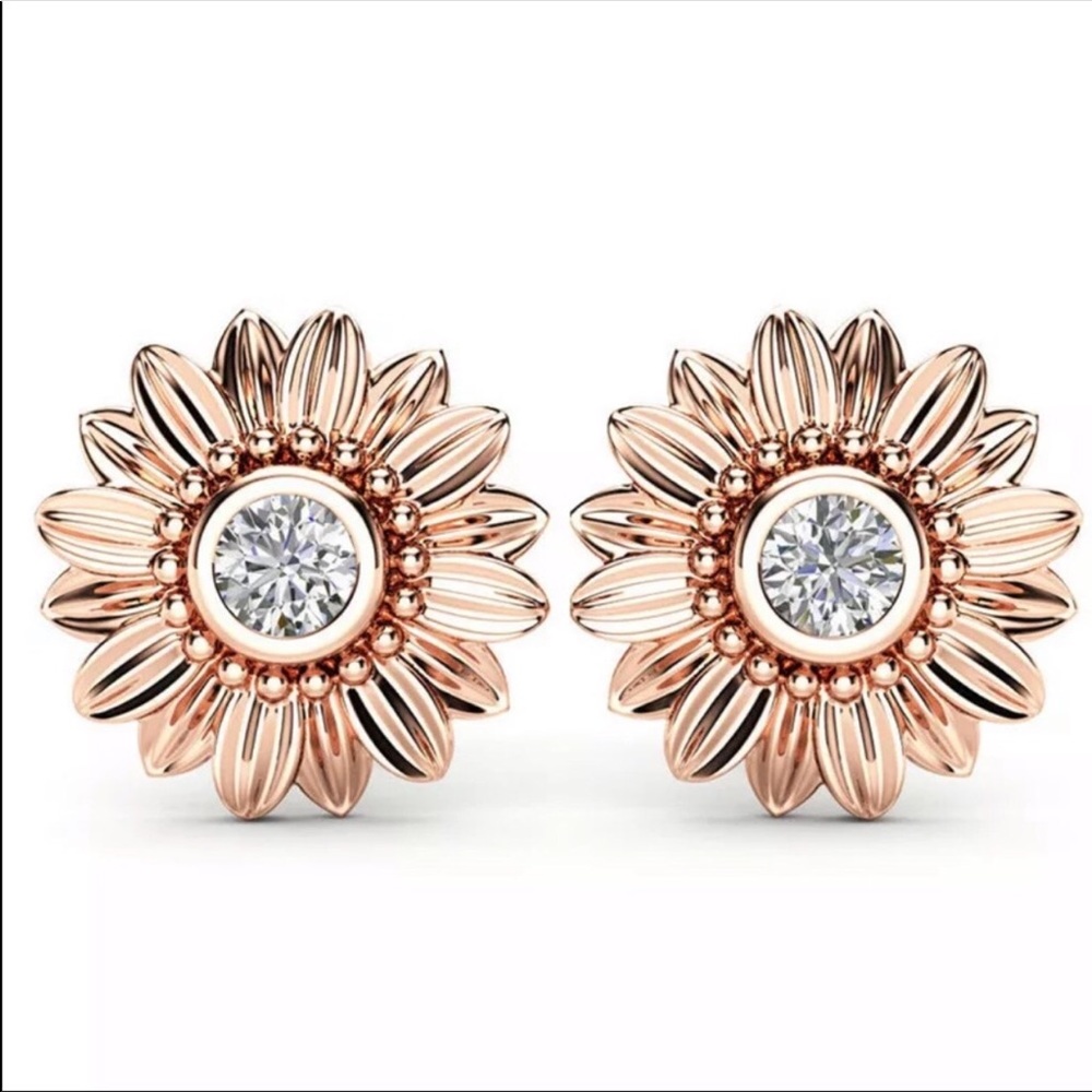 🎁 Gift Idea!! Rose gold flower earrings
